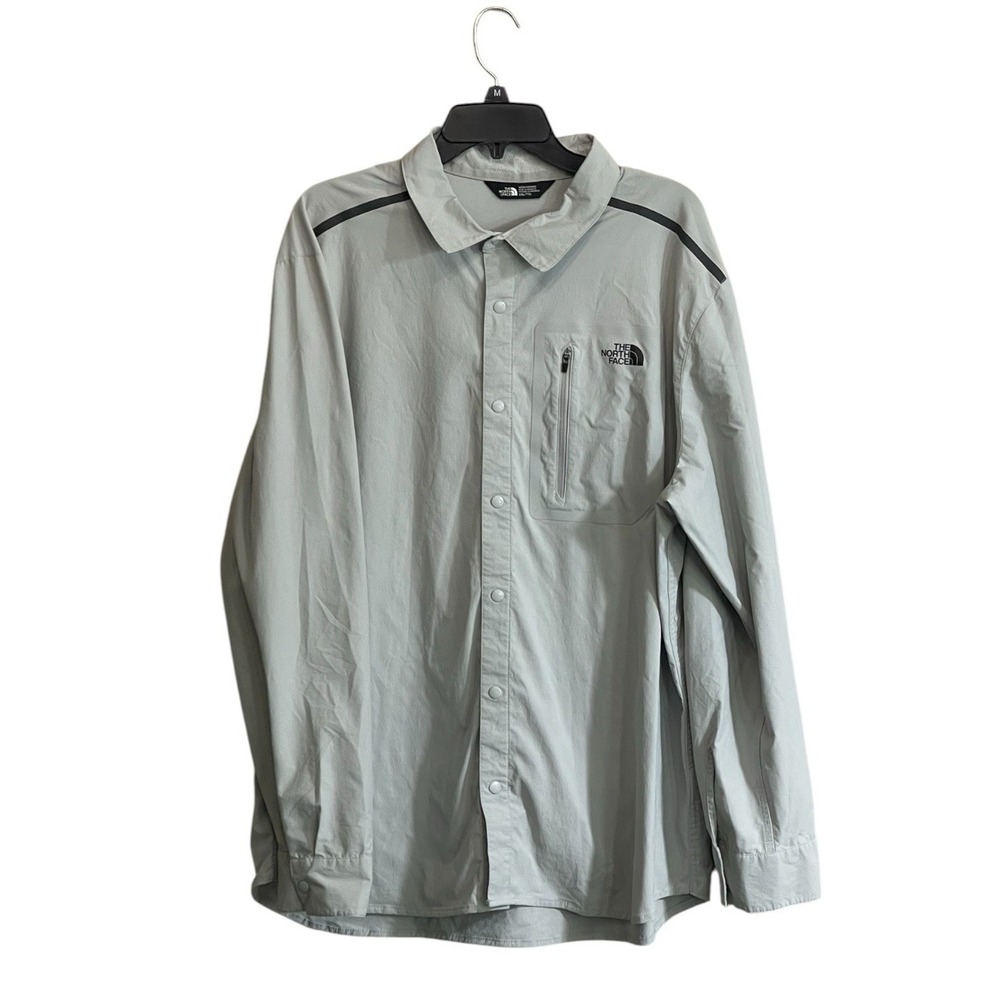 The North Face Alpenbro Shirt Men's 2XL Gray Long Sleeve Nylon Hiking Button